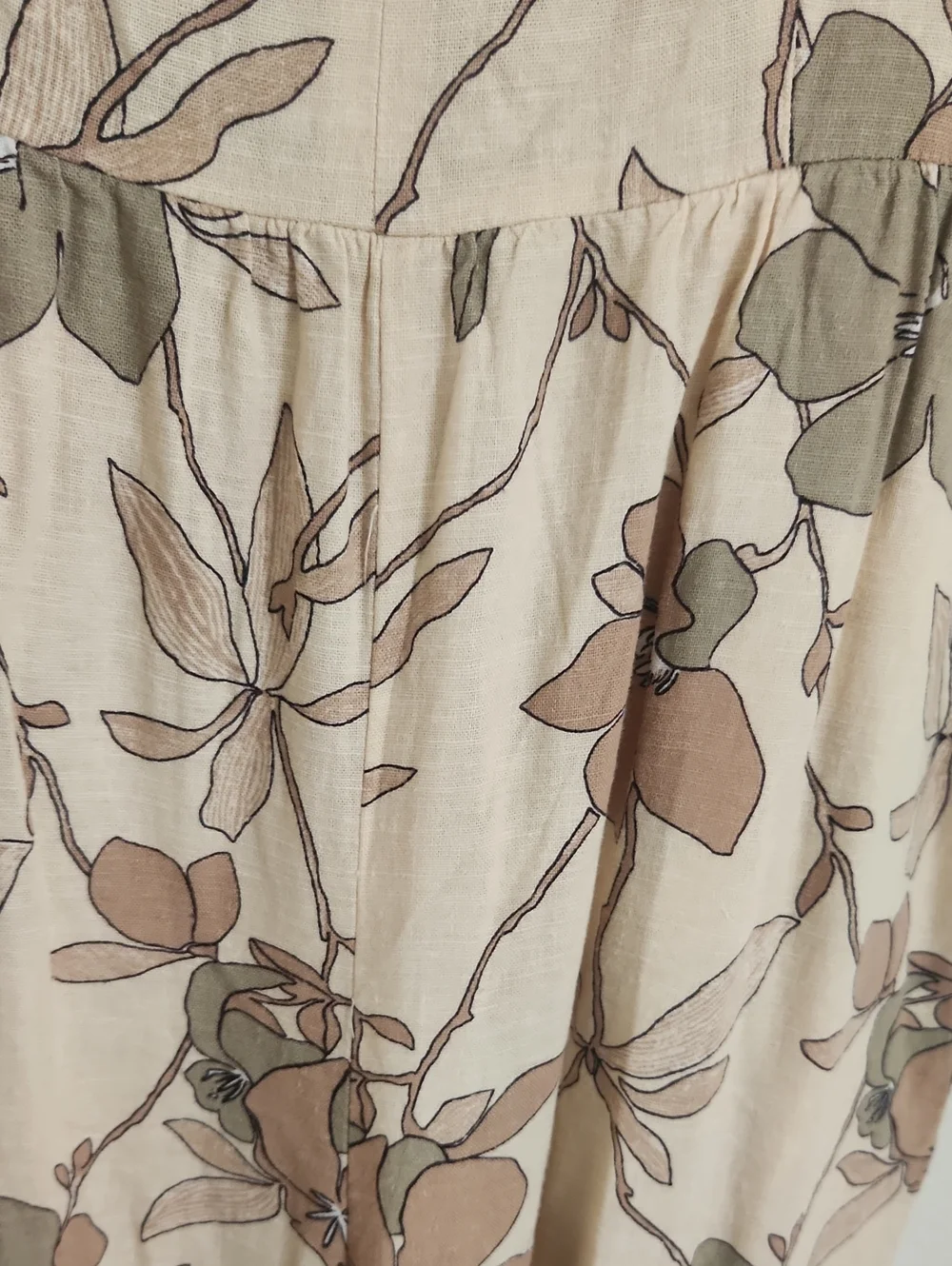 LOFT Cream Jumpsuit with Brown & Olive Floral Print - Picture 6 of 6